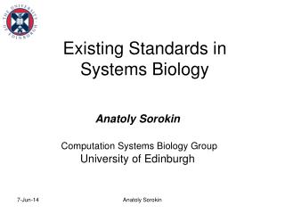Existing Standards in Systems Biology