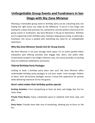Unforgettable Group Events and Fundraisers in San Diego with Sky Zone Miramar