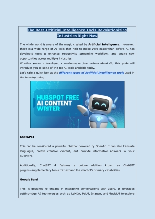 The Best Artificial Intelligence Tools Revolutionizing Industries Right Now