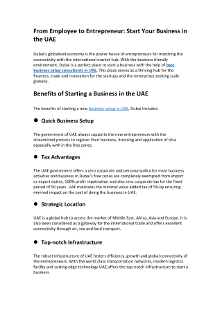 From Employee to Entrepreneur: Start Your Business in the UAE