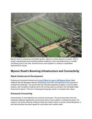 Land & Sites for sale in Off Mysore Road