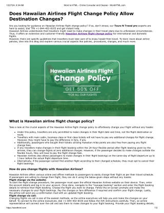 Does Hawaiian Airlines Flight Change Policy Allow Destination Changes?