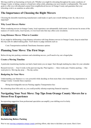 Navigating Your Next Move: Top Tips from Orange County Movers for a Stress-Free