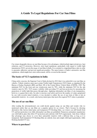 A Guide To Legal Regulations For Car Sun Films