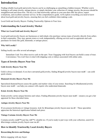 Local Gold and Jewelry Buyers: Finding Trustworthy Options in Your Area