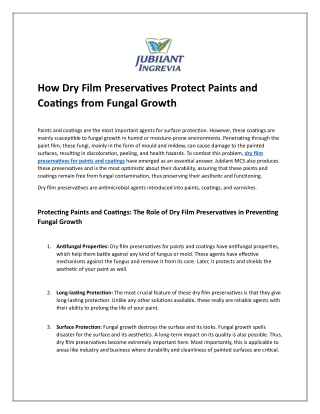 How Dry Film Preservatives Protect Paints and Coatings from Fungal Growth