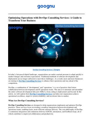 DevOps Consulting Services | Goognu