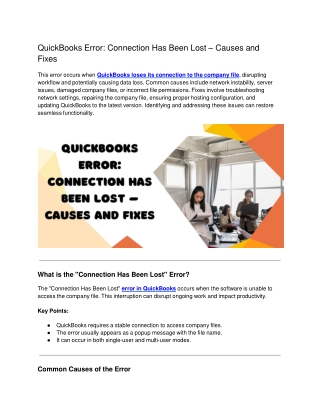 QuickBooks Error_ Connection Has Been Lost – Causes and Fixes