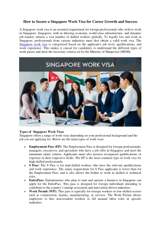 Apply for Your Singapore Work Visa Today