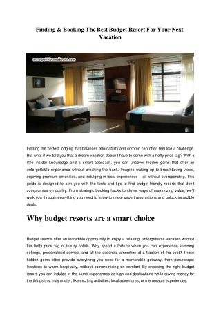 Finding and Booking The Best Budget Resort For Your Next Vacation