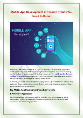 Mobile App Development in Toronto Trends You Need to Know