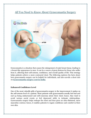 All You Need to Know About Gynecomastia Surgery