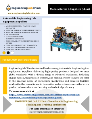 Automobile Engineering Lab Equipment Suppliers