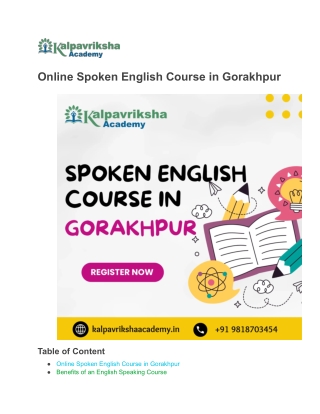 Online Spoken English Course in Gorakhpur pdf