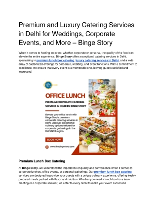 Explore Premium and Luxury Catering Services in Delhi_ Corporate, Wedding, and Event Catering by Binge Story