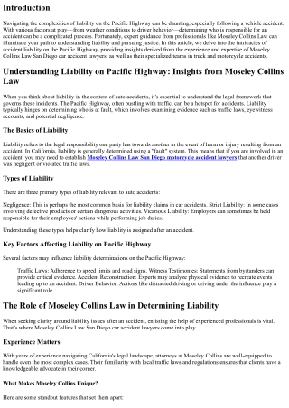 Understanding Liability on Pacific Highway: Insights from Moseley Collins Law