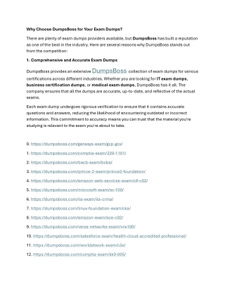 Trust the Experts – Choose DumpsBoss ExamDumps