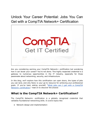 Unlock Your Career Potential_ Jobs You Can Get with a CompTIA Network  Certification