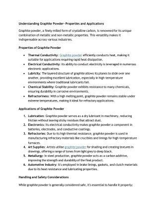 Understanding Graphite Powder- Properties and Applications