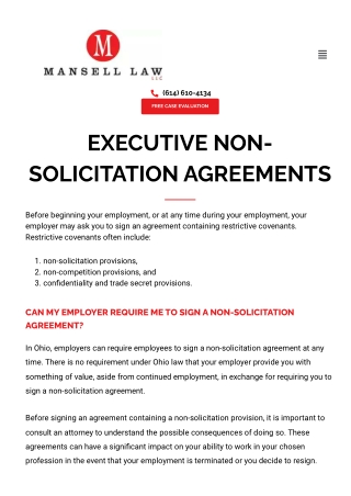 Understanding Executive Non-Solicitation Agreements: What You Need to Know