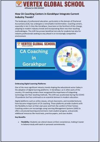 How CA Coaching Centers in Gorakhpur Integrate Current Industry Trends