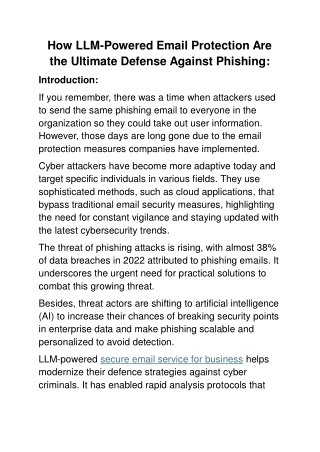 How LLM-Powered Email Protection Are the Ultimate Defense Against Phishing