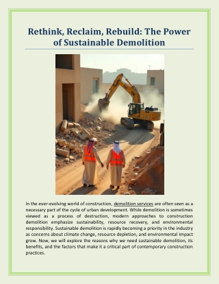 Rethink, Reclaim, Rebuild: The Power of Sustainable Demolition