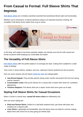 From Casual to Formal Full Sleeve Shirts That Impress