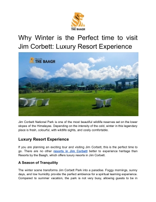 Why Winter is the Perfect time to visit Jim Corbett_ Luxury Resort Experience