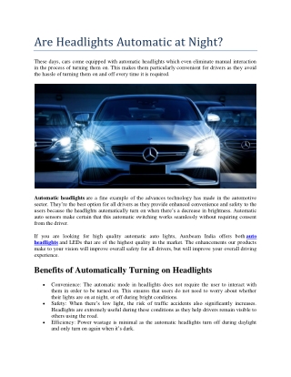 Are Headlights Automatic at Night?