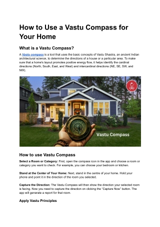 How to Use a Vastu Compass for Your Home