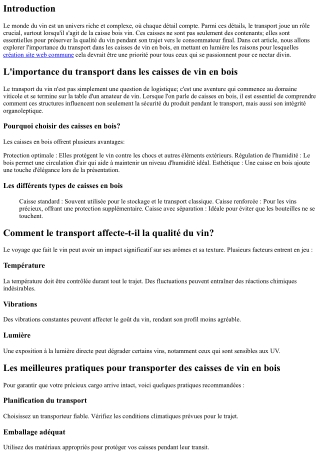 L'importance du transport dans les caisses de vin en bois