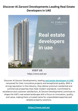 Discover Al Zarooni Developments Leading Real Estate Developers in UAE