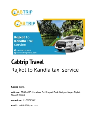 Rajkot to Kandla taxi service