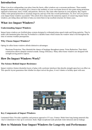 How to Maintain Your Impact Windows for Longevity and Performance
