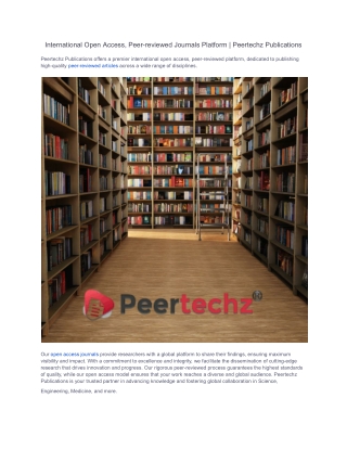 International Open Access, Peer-reviewed Journals Platform | Peertechz Publicati