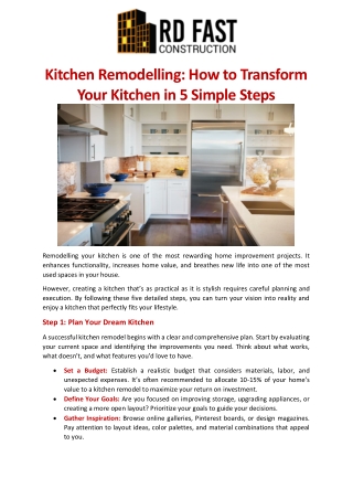 Kitchen Remodeling How to Transform Your Kitchen in 5 Simple Steps