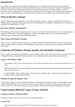 Exploring 3M Window Tinting: Quality and Durability Explained