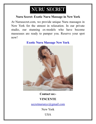 Nuru Secret Exotic Nuru Massage in New York