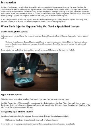 When Birth Injuries Happen: Why You Need a Specialized Lawyer