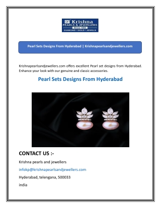 Pearl Sets Designs From Hyderabad  Krishnapearlsandjewellers