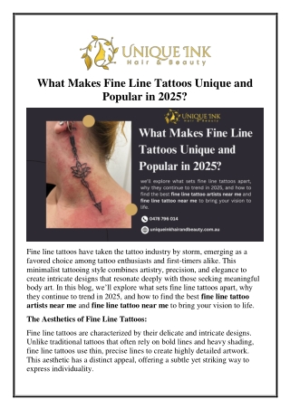 What Makes Fine Line Tattoos Unique and Popular in 2025