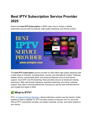 Best IPTV Subscription Service Provider 2025