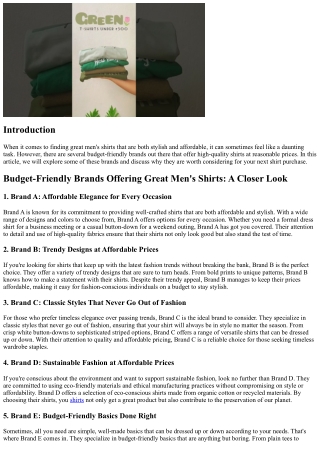 Budget-Friendly Brands Offering Great Guys's Shirts