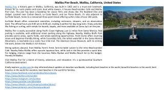 Malibu Pier Beach, CA, USA - Parking Info, Hotels, Photos, Hours & Weather