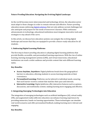 Future Proofing Education Navigating the Evolving Digital Landscape