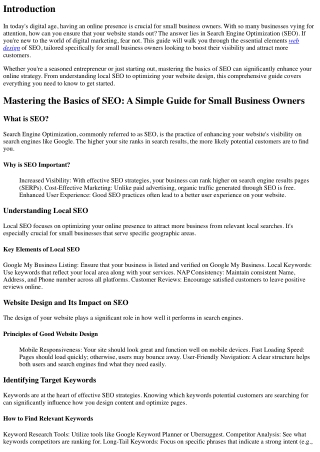 Mastering the Basics of SEO: A Simple Guide for Small Business Owners