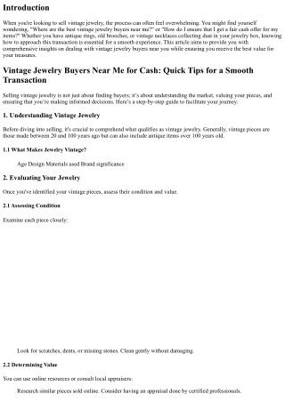Vintage Jewelry Buyers Near Me for Cash: Quick Tips for a Smooth Transaction