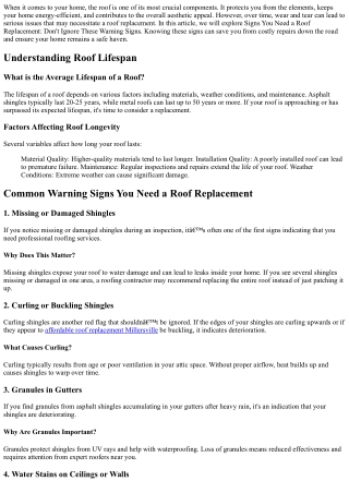 Signs You Need a Roof Replacement: Don't Ignore These Warning Signs