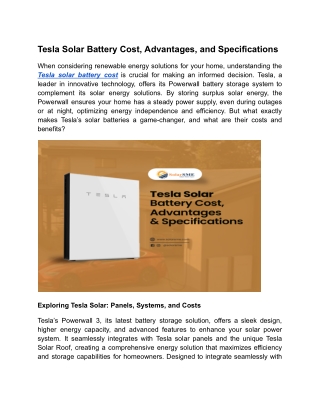 Tesla Solar Battery Cost